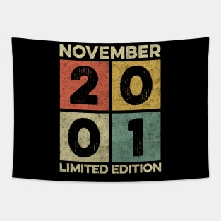 20 Year Old 20th Birthday Design for November 2001 born Limited Edition Legend BDay Gift Tapestry