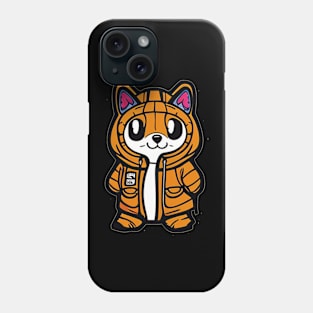 Cattitude & Comfort: Cute Cartoon Cat Sportin' a Hoodie Phone Case