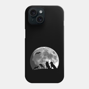 Cute Wolves Family Bat Silhouette on the moon gift Phone Case