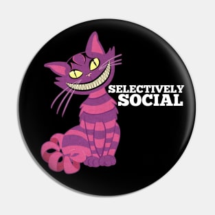 Selectively Social Crazy Cat Purple Kitty Pin