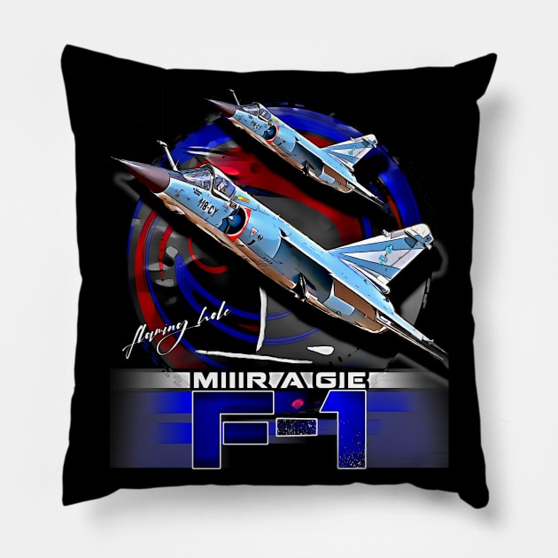 Dassault Mirage F1 French Jet Fighter Pillow by aeroloversclothing
