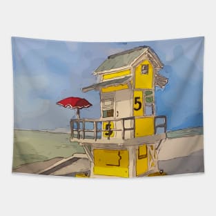 Cute lifeguard tower in Clearwater Beach Florida Tapestry