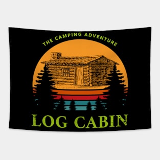 Log Cabin Camping Adventure Slasher Horror Halloween Design Tapestry