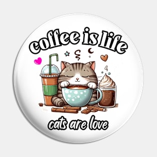 cat coffee Pin