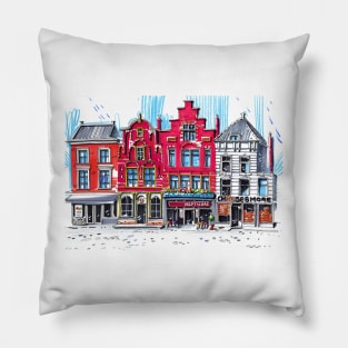 Urban sketch | Delft | Holland Pillow