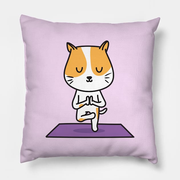 Yoga Cat Pillow by cartoonbeing