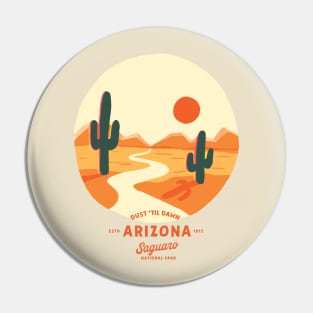 Cool Retro Saguaro National Park, Arizona Summer Travel & Adventure Art Pin