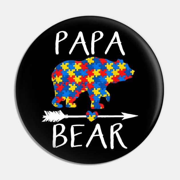 Papa Bear Autism Awareness T-Shirt Gifts for Dad Grandpa Pin by craiglimu