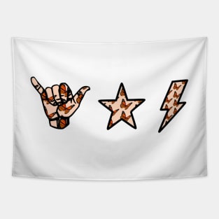 butterfly shaka hand, star & lightning sticker pack Tapestry