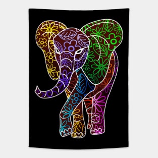 Elephant African Batik Floral Style Tapestry