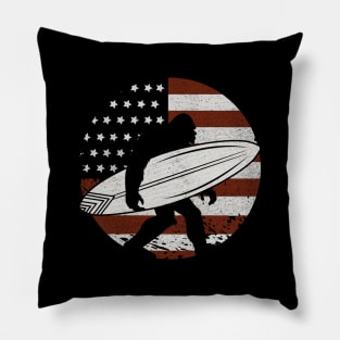 Surfing BIgfoot American Flag Pillow