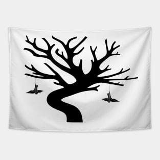 Senbazuru Tree by The Ethyr & Medialia Gallery (Black) Tapestry