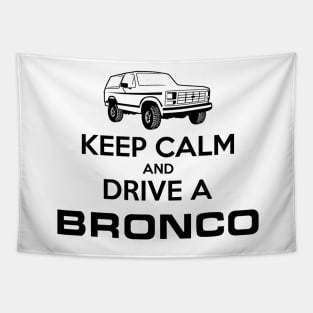 Keep Calm 1980-1986 Bronco Black Print Tapestry