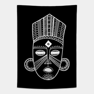 Tribal mask White Tapestry