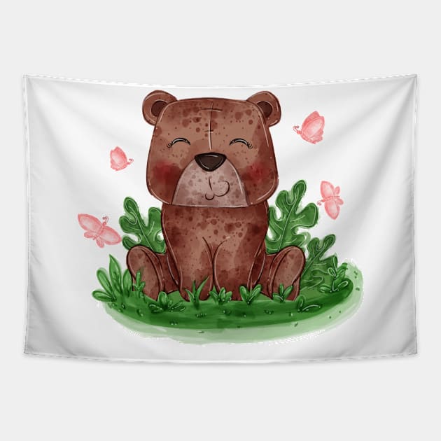 Baby Bear Cute Tapestry by Mako Design 