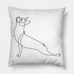 One Line Boston Terrier Upward Facing Dog Pillow