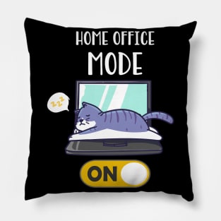 Home Office Mode On Lazy Cat On Laptop Fun Pillow