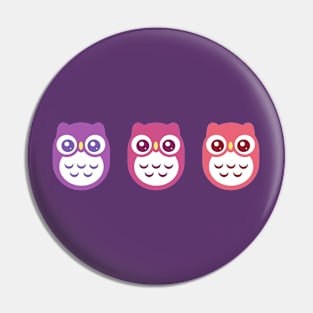 Violet Purple Pink Baby Owls Pin