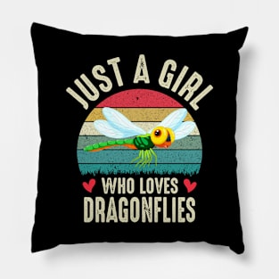 Just A Girl Who Loves Dragonflies Funny Entomologist Gift For Girls Sarcastic Pillow