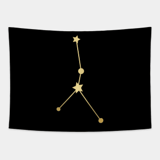 Cancer Zodiac Constellation in Gold - Black Tapestry