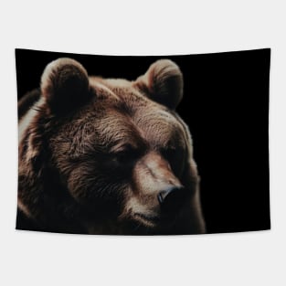 A brown bear in nature that looks cute and cuddly looks warm. Tapestry