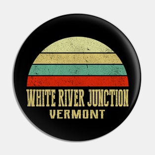 WHITE RIVER JUNCTION VERMONT Vintage Retro Sunset Pin