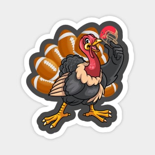 Cool Football Player Gift Gobble Thanksgiving Turkey Magnet