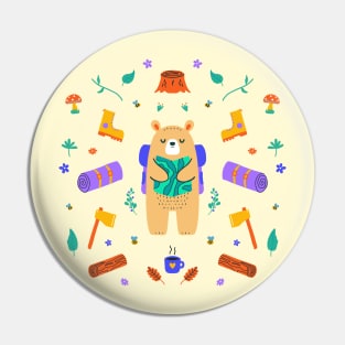 Camping Bear Pin