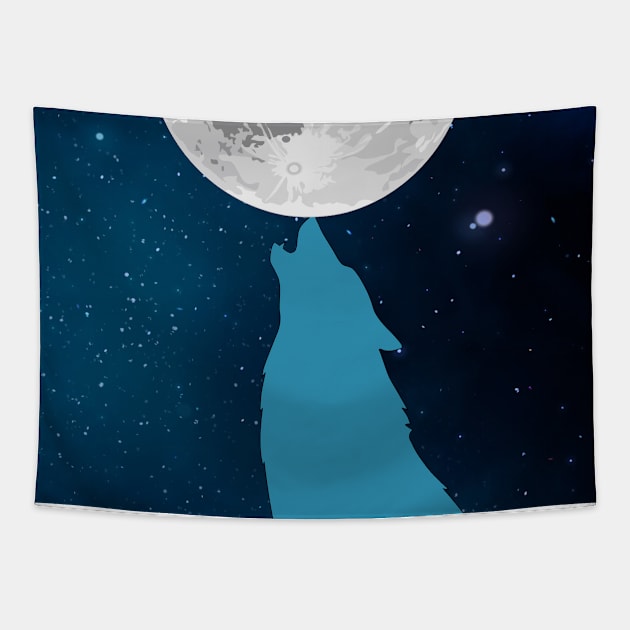 howling deep wolf Tapestry by houdasagna