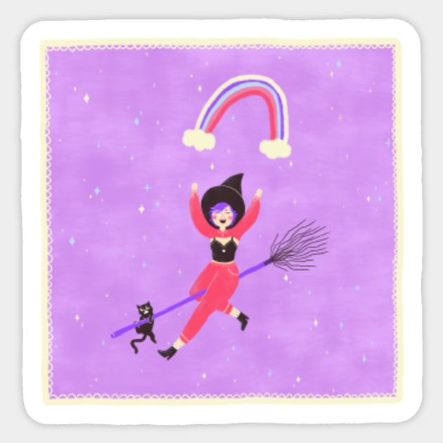 happy witch - Rainbow - Sticker