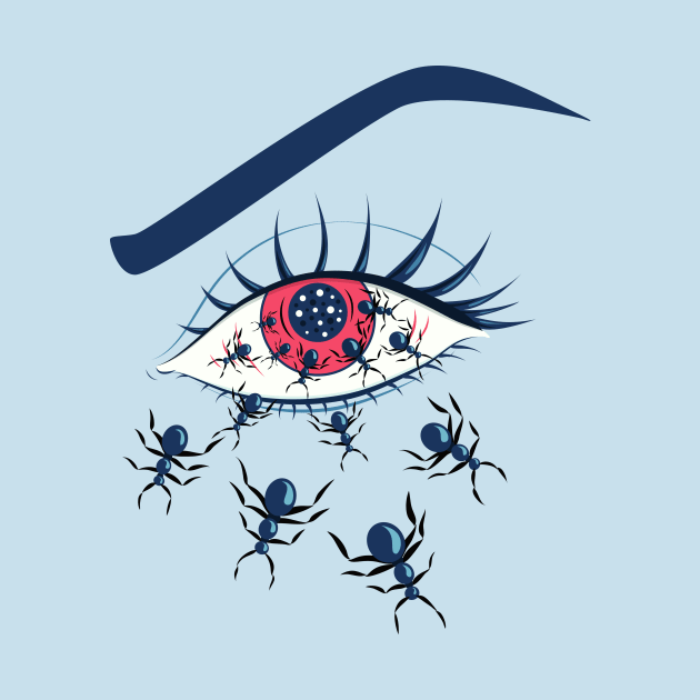 Creepy Red Eye With Ants by Boriana Giormova