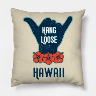 Hang Loose Hawaii Shaka Tropical Distressed Pillow