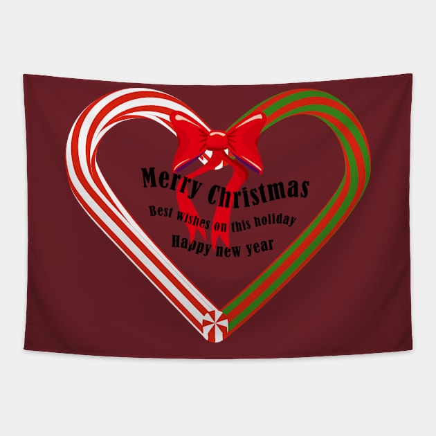 Merry Christmas Candy Cane T-Shirt Tapestry by Misty world