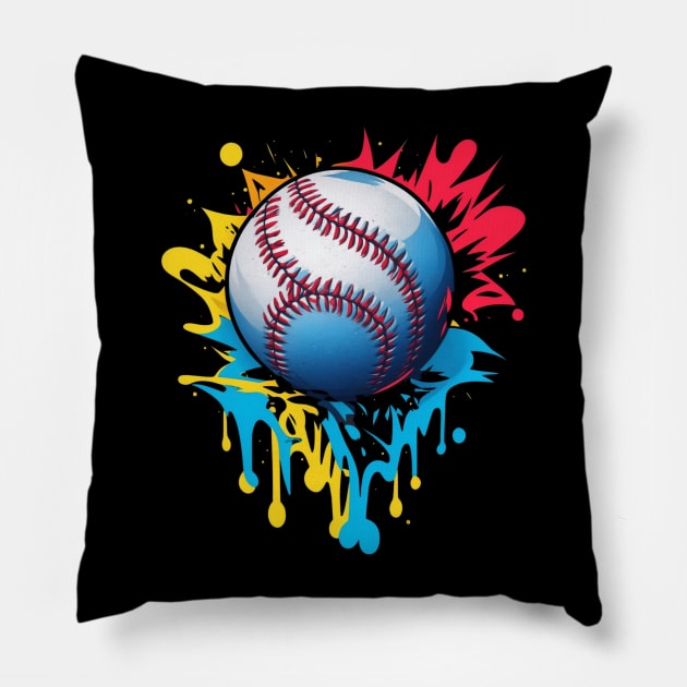 Abstract Baseball Ball Pillow by hippohost