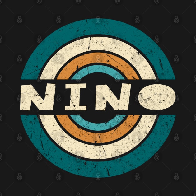 Retro Style Nino Name Birthday 70s 80s 90s Circle by Amir Dorsman Tribal