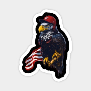 ai generated design for 4th of July, an eagle, a flag and a baseball hat Magnet