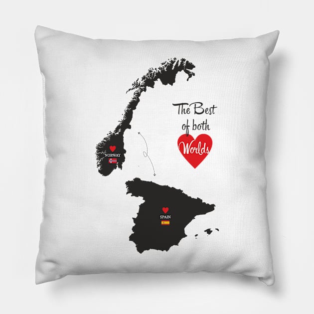 The Best of both Worlds - Norway - Spain Pillow by YooY Studio