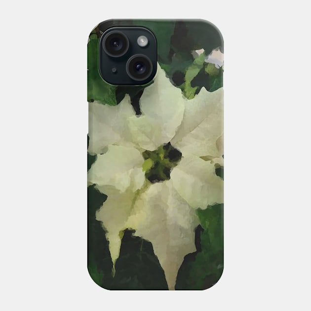 White Poinsettia Watercolor Flower  - Christmas Holiday Florals Phone Case by Star58