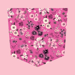 Pocket - LITTLE FLOWERS FUCSIA T-Shirt