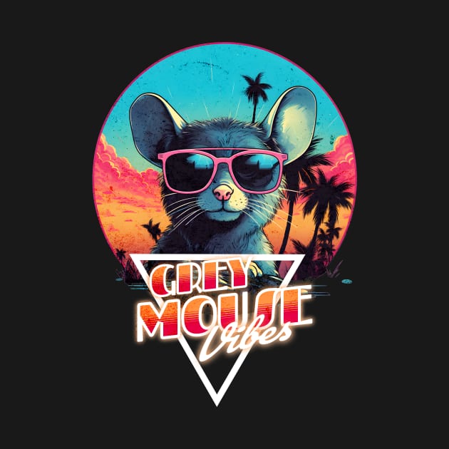 Retro Wave Chillout Grey Mouse Vibes by Miami Neon Designs