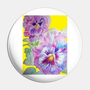 Purple Pansy Watercolor Painting Floral Pin