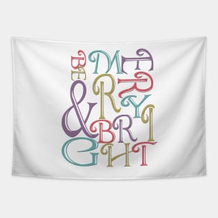 Modern Typography Merry and Bright Tapestry