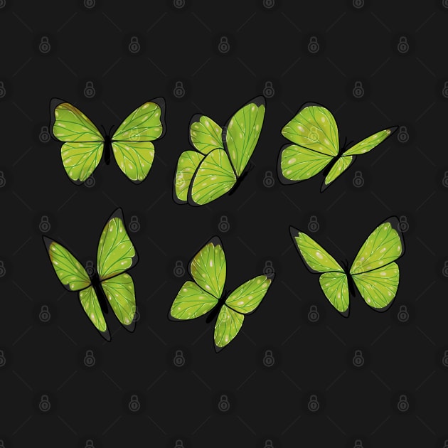 Lime green butterfly sticker pack by Itsacuteart