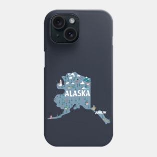 Alaska illustrated map Phone Case