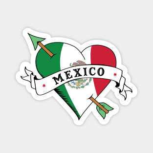 I Love Mexico Flag Heart Tattoo Flash Magnet