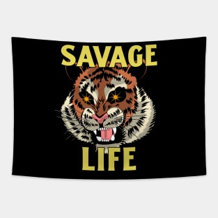 Savage Tiger Laser Eyes Wild af Savage Mode Tigers Tapestry