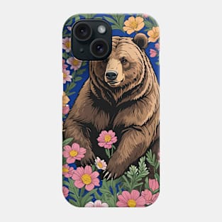A Montana Bear Surrounded By Bitterroot Flowers Phone Case