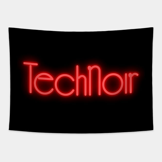 Technoir nightclub 80s logo from the movie Terminator Tapestry by DaveLeonardo