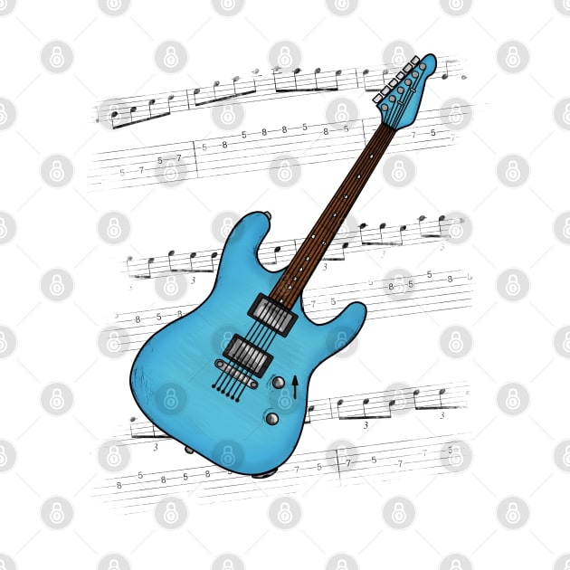 Guitar Tab Electric Guitarist Music Notation Musician (Blue) by doodlerob