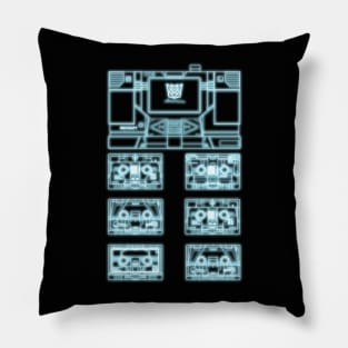 Masterpiece Soundwave and Cassettes Blue tron effect Pillow